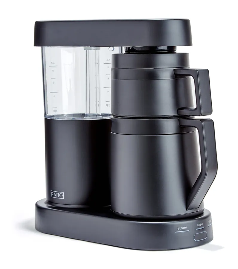 Matte black Ratio Six coffee machine with glass carafe