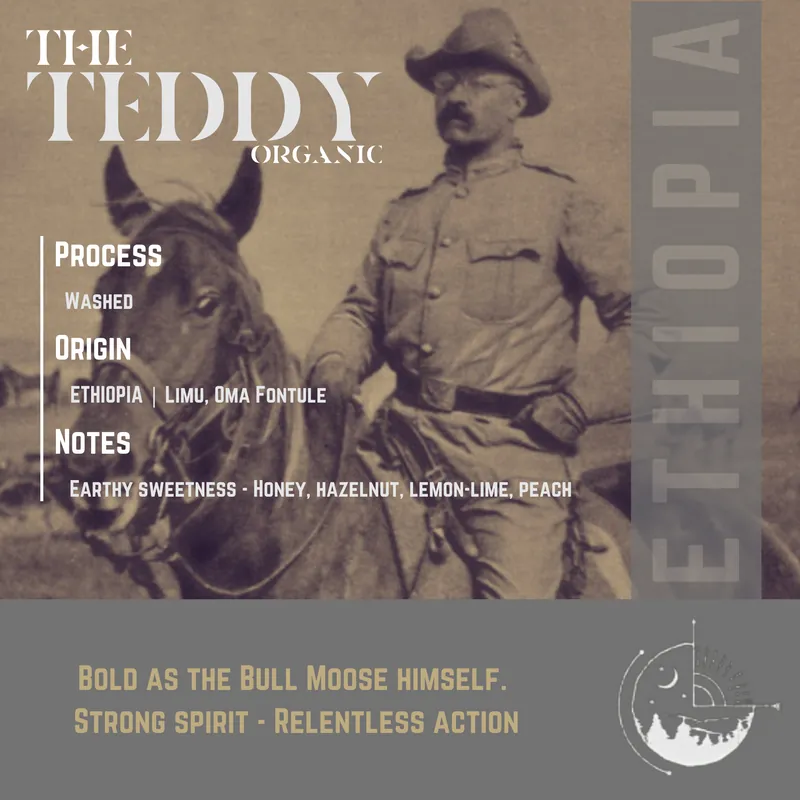 A bag of The Teddy Roast organic coffee